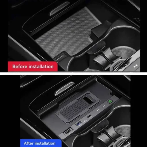 Wireless Charger for Mercedes Before & After Installation